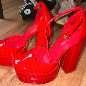 Vibrant Red Platform Heels